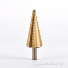 HSS Cone Cone Titanium enduit de pas de perceuse